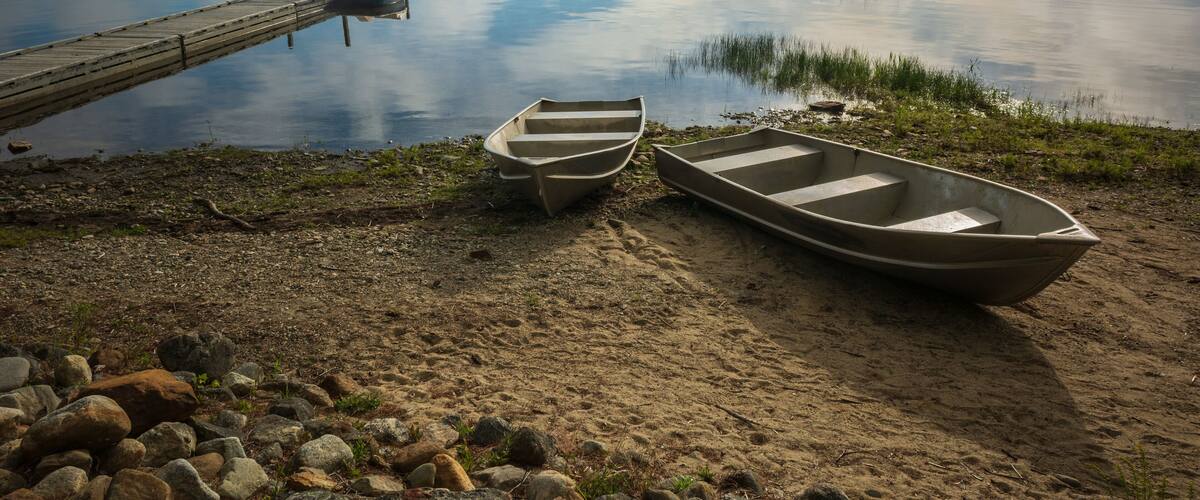 Foggy morning view of Webb Lake from Mt. Blue State Park campground