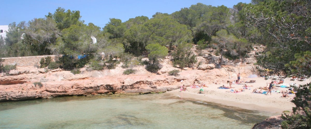 small quiet sandy beach in ibiza