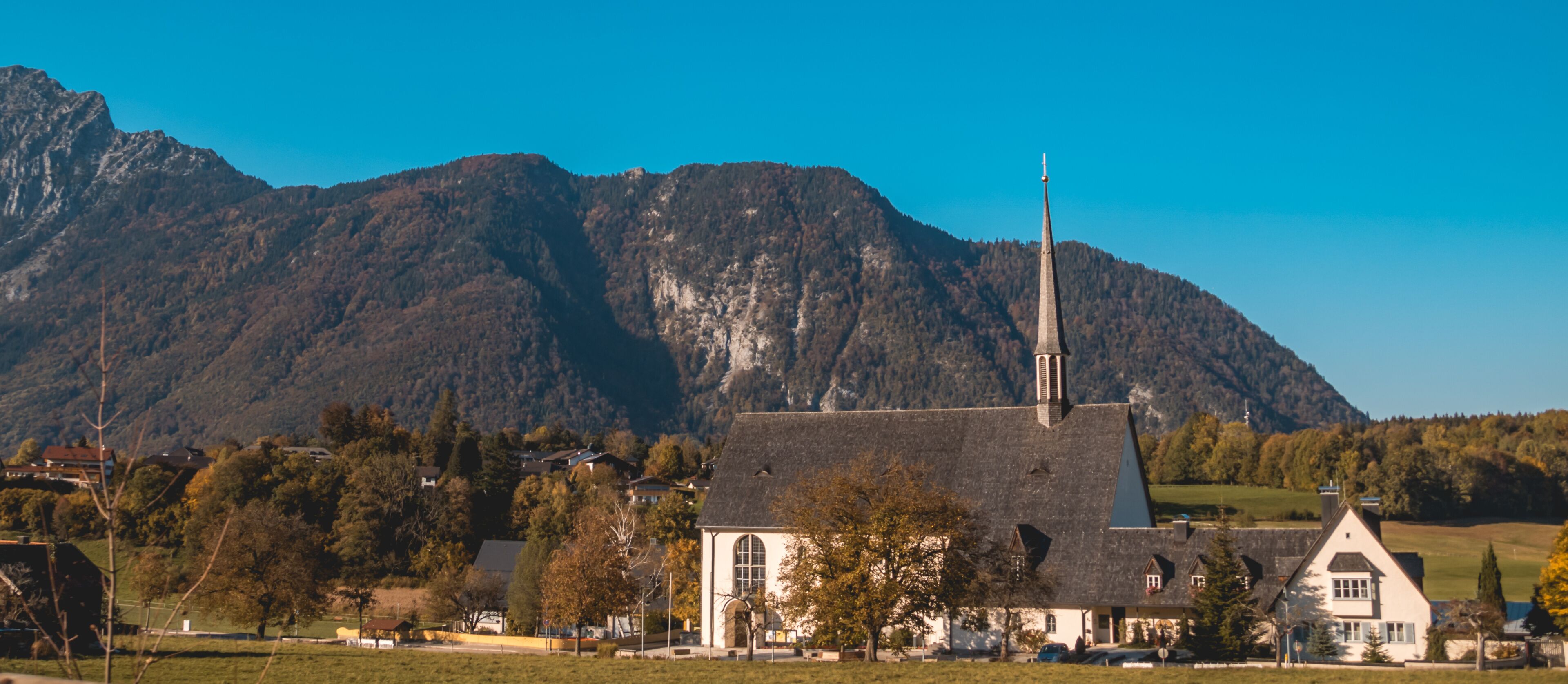Beautiful alpine autumn view at Bayerisch Gmain-Bavaria-Germany