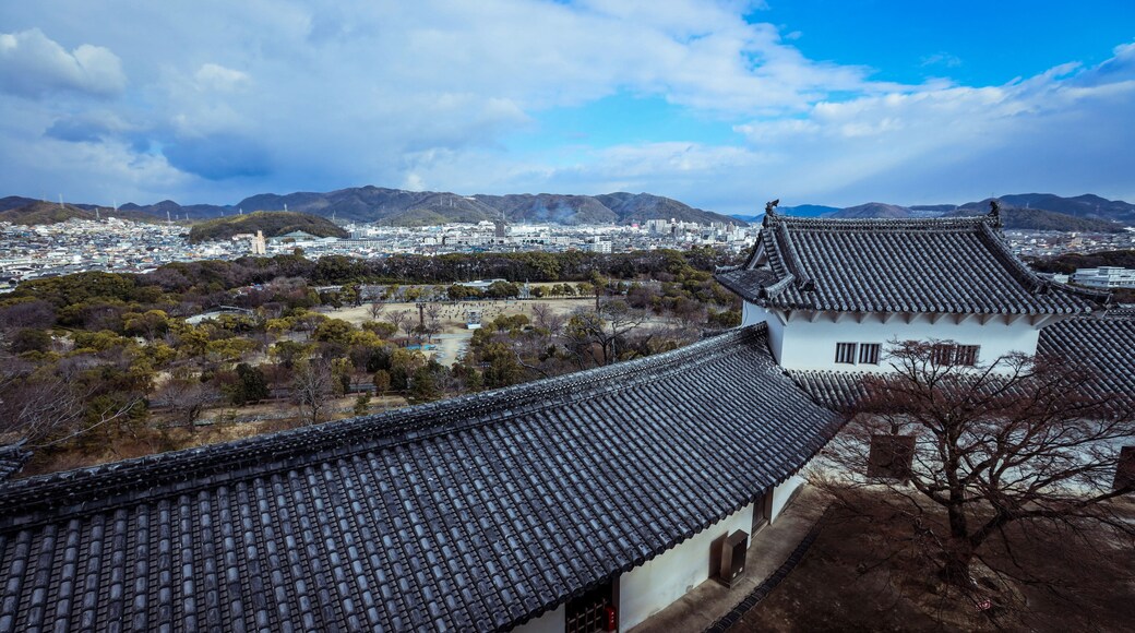 Nice View to the Roofs and Walls of the Himeji Castle, Japan