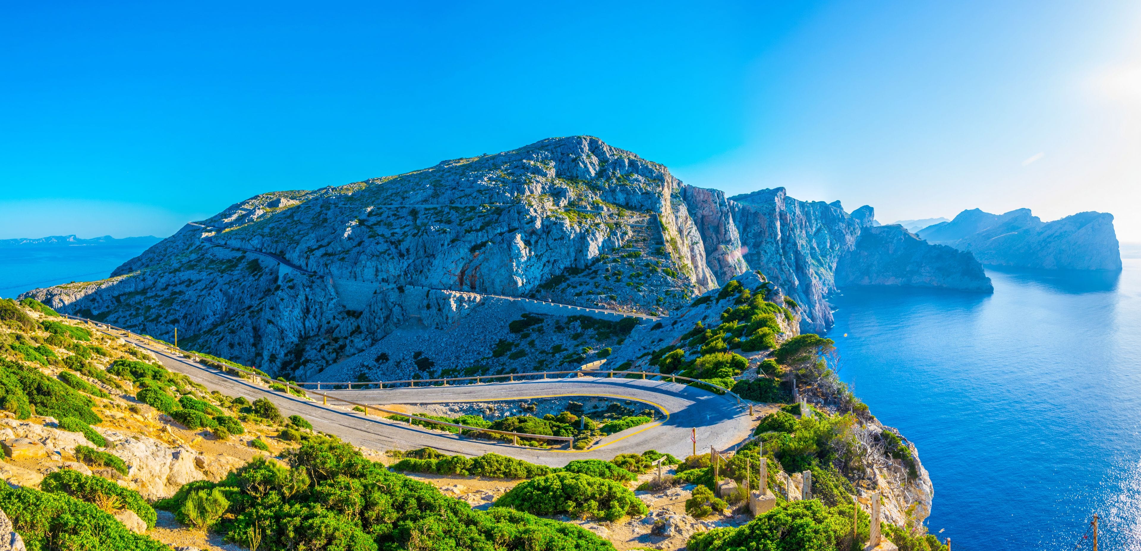 A coastal road winding through Mallorca, Spain