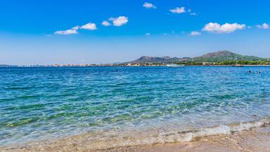 Strand Sand Meer Wellen Ufer Spanien Küste Mallorca