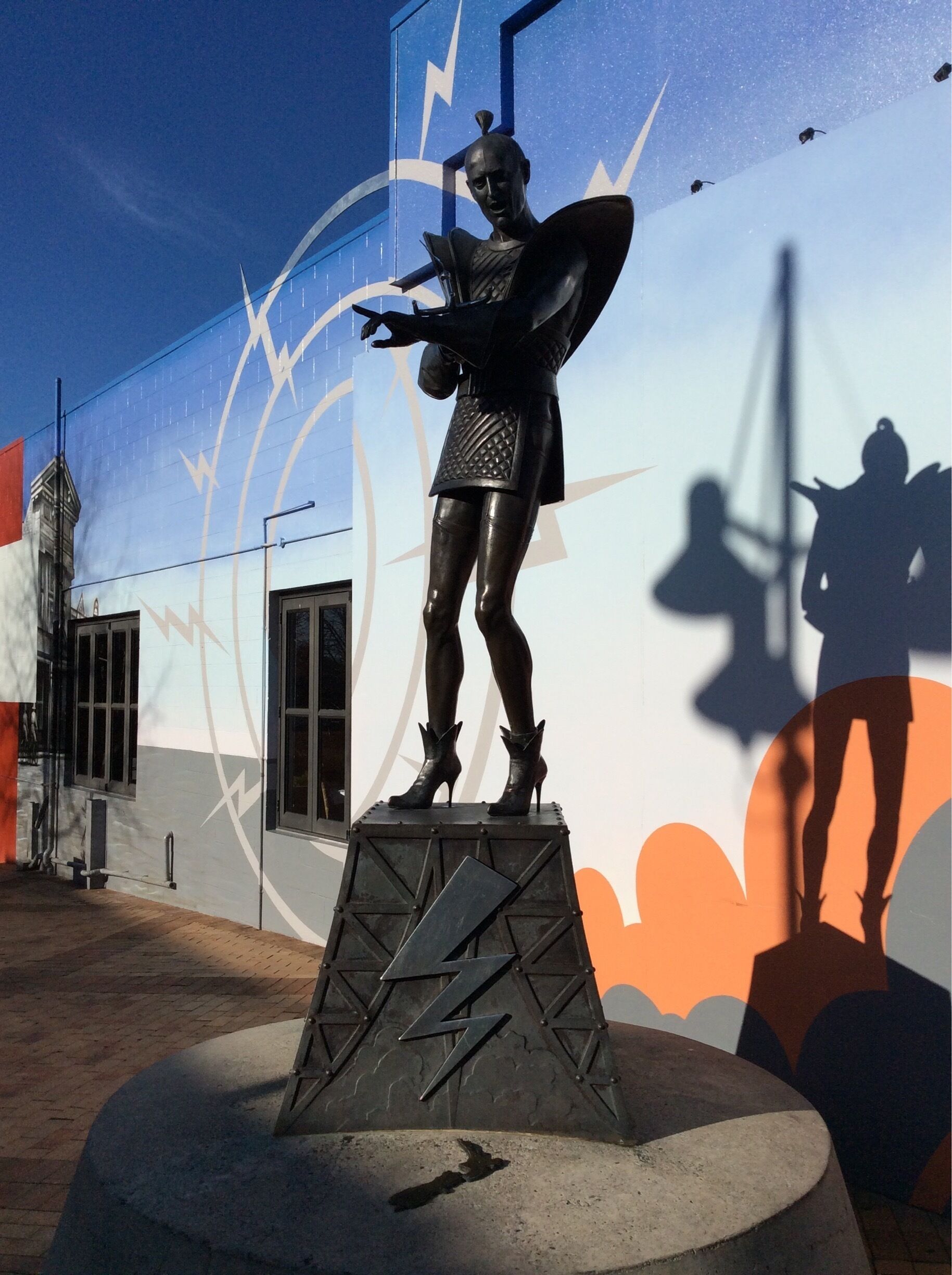 It's just a jump to the left...and then a step to your right.

Tucked away off Victoria Street, you'll find the unlikely statue of Riff Raff from The Rocky Horror Picture Show in downtown Hamilton. Apparently it's creator, Richard O'Brien, lived and cut hair here in the spot of the now gone Embassy Theatre, which housed the Late Night Double Feature Picture Show. It's astounding!