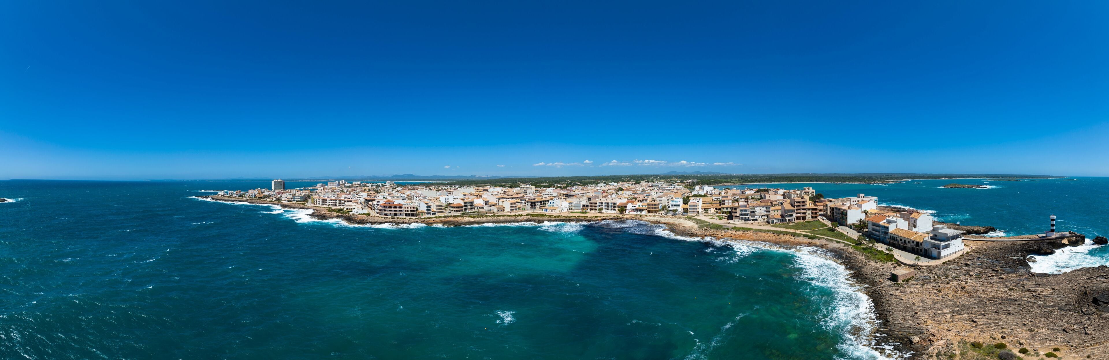 Aerial view, Colonia de Sant Jordi, Mallorca, Balearic Islands, Spain