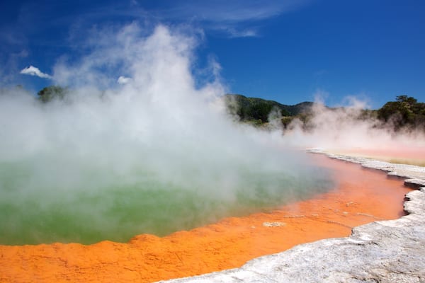 Rotorua which includes a hot spring