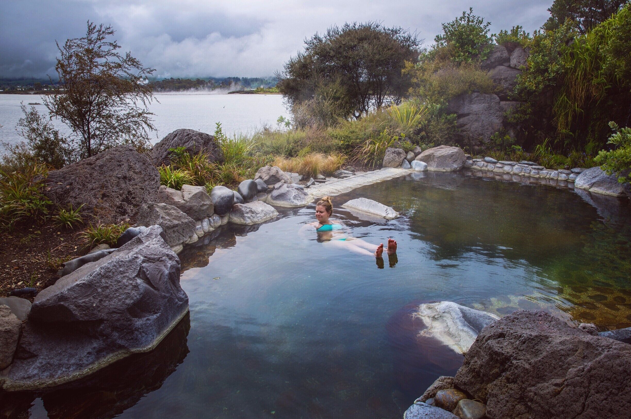 The Polynesian Spa in Rotorua is a great place to warm up on a rainy day. Go in the morning and you'll have the place to yourself. 
