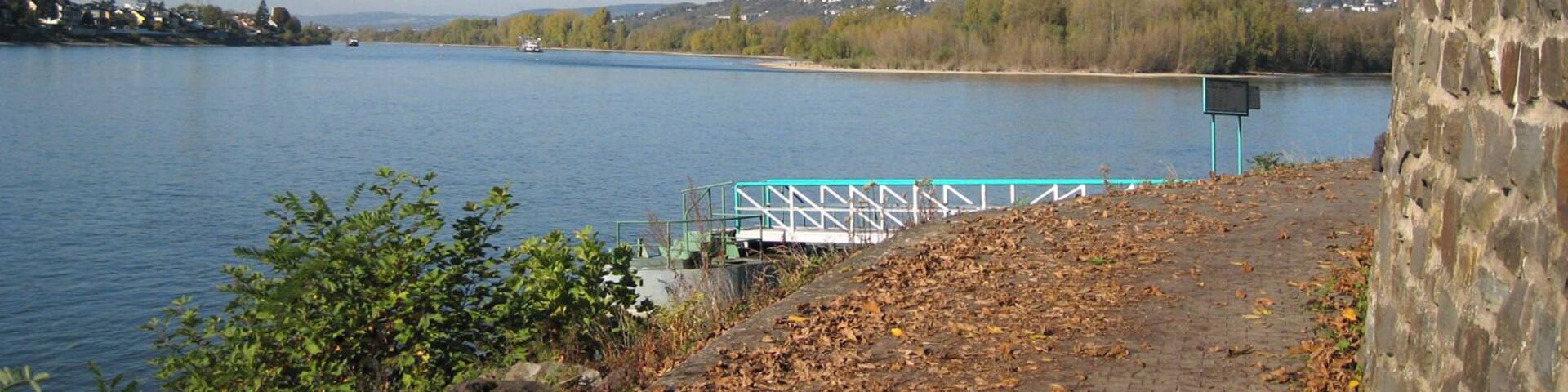 Rhine north of Koblenz, Germany. In the stream Niederwerth island.