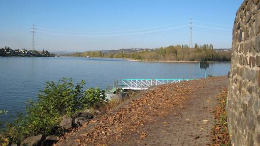 Rhine north of Koblenz, Germany. In the stream Niederwerth island.