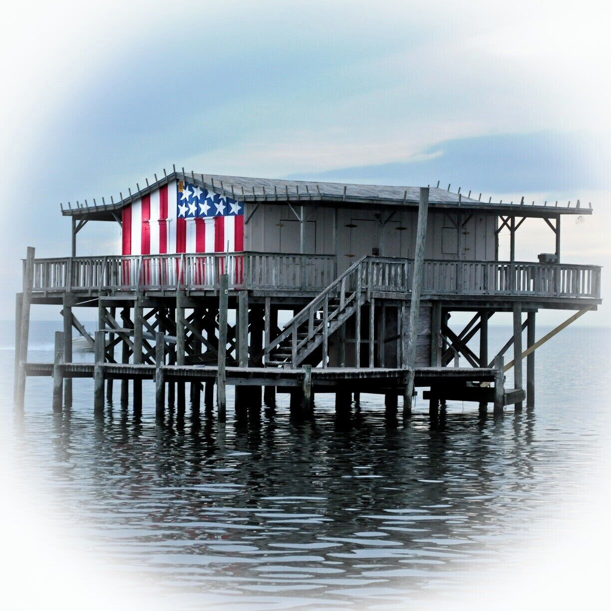 Wooden stilt houses in the Gulf of Mexico just offshore at the mouth of the Pithlachascotee River. Theses havens from the mainland have a rich history dating back about 90 years, and with only nine left their rebuilding after storms makes them symbols of perseverance.

They have been havens to fishermen, summer homes, fishing camps, weekend getaways.

Johnny Cash owned a home along the river leading to the stilt houses and often blew off steam at Des Little’s "camp," as the locals call them.
