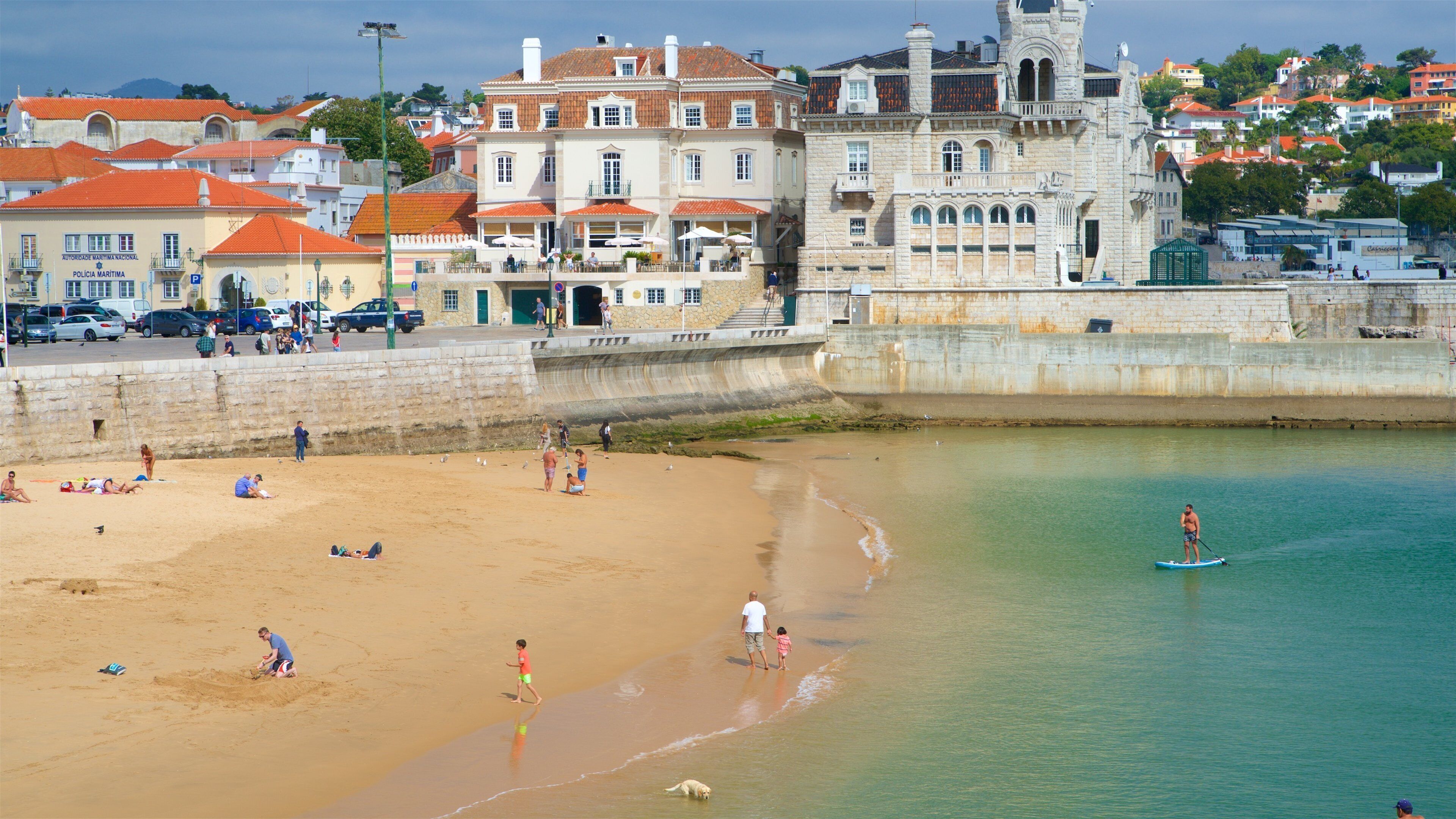 Cascais welches beinhaltet allgemeine Küstenansicht, Strand und Küstenort
