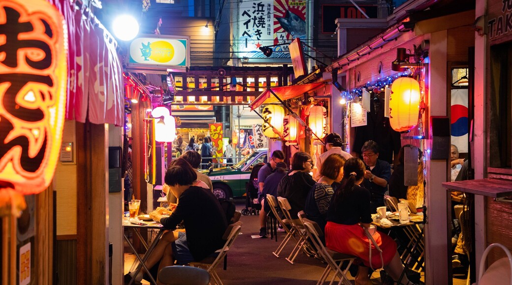 Hakodate showing night scenes, outdoor eating and nightlife
