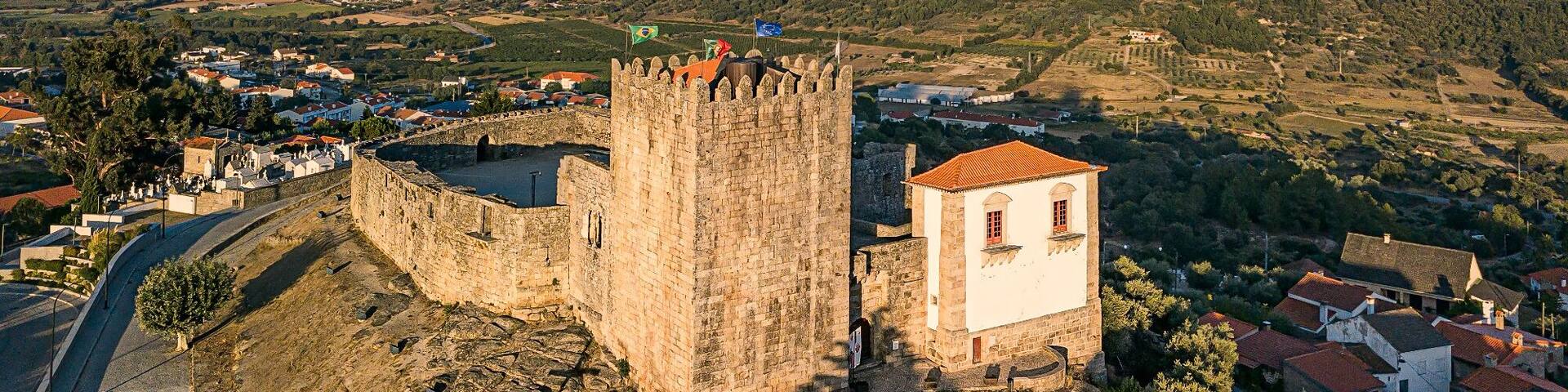 Belmonte Castle is a medieval castle in the village of Belmonte, Castelo Branco Portugal. It is located on a hill on the left bank of the Zezere River, in the Serra da Estrela region. The castle's alcaldes were members of the Cabral family, from which Brazil's discoverer Pedro Alvarez Cabral came from.
