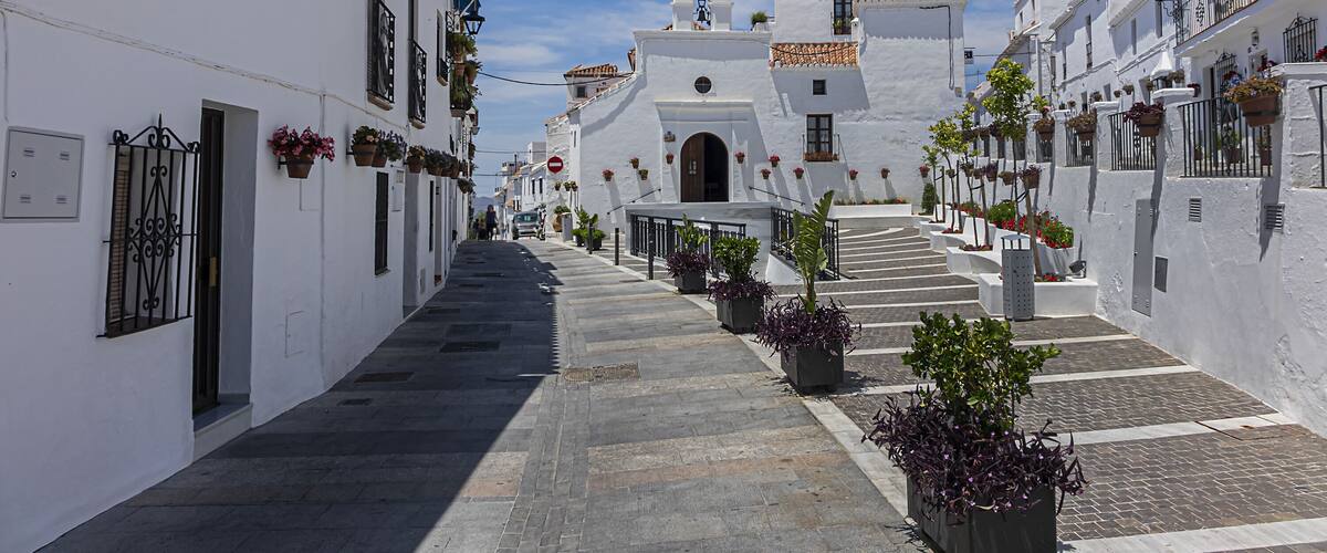 Hermitage of Our Lady of Los Remedios (or Iglesia de Santa Ana) located in the Barrio de Santana, one of the most typical neighborhoods in Mijas. Andalusia, Spain.