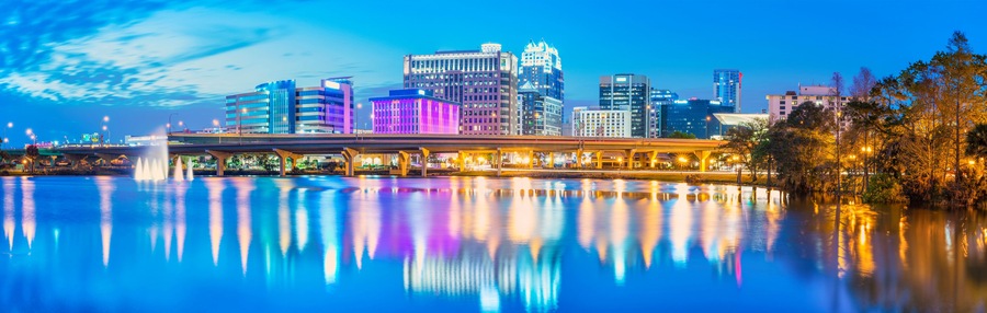 Downtown Orlando. City skyline. Located in Orlando, Florida, USA.
