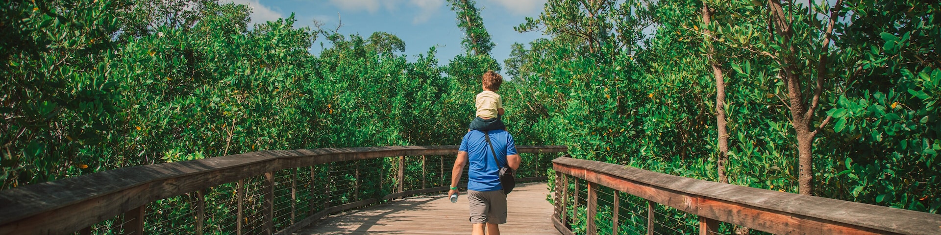 walking down the bridge of Baker park in Naples Florida in southwest Florida public park
