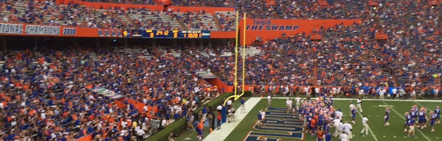 South end zone at Florida Field. A sea of orange and blue.