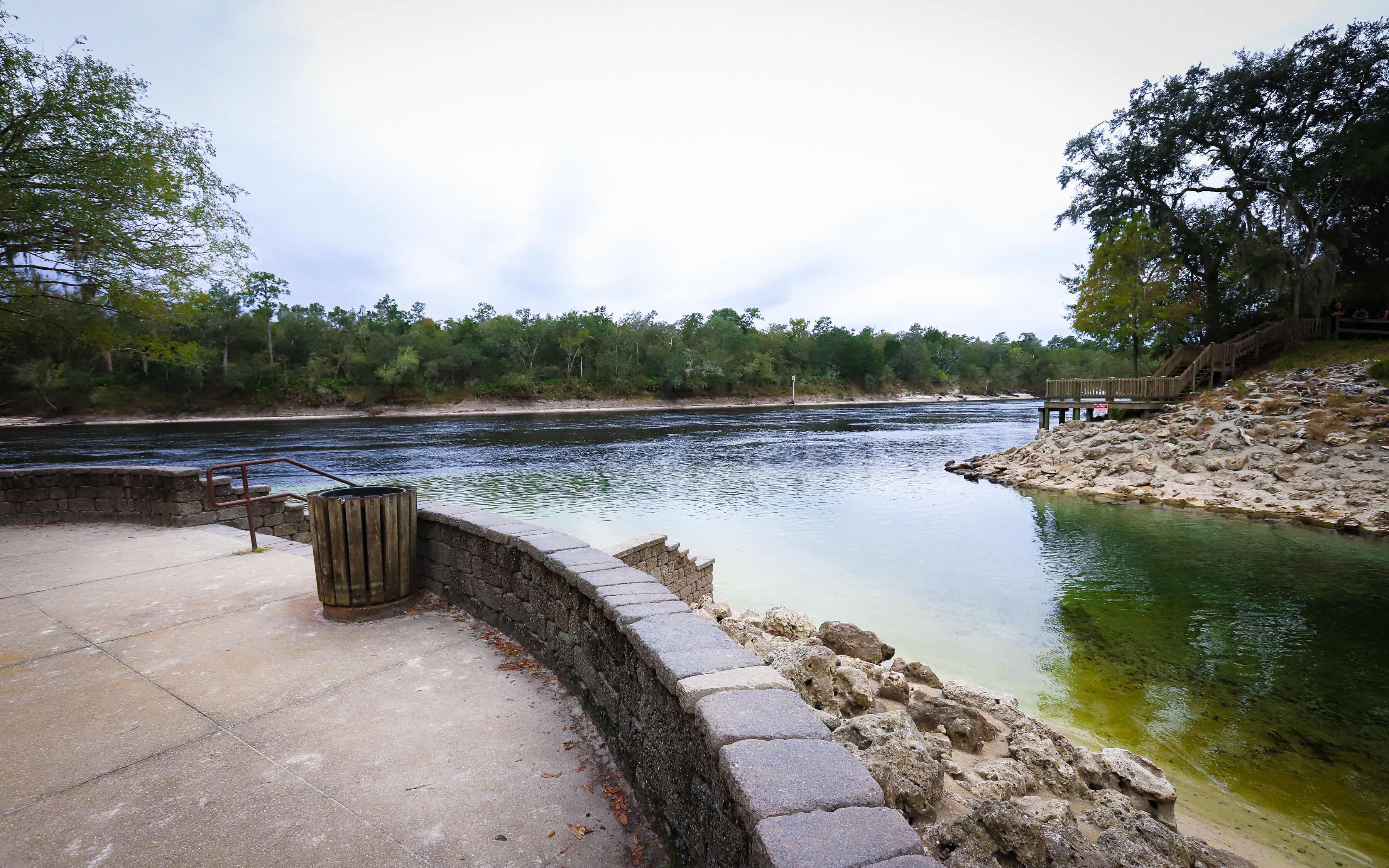 BRANFORD, FLORIDA, UNITED STATES - Oct 20, 2018: Confluence of Little River Springs and Suwannee River
