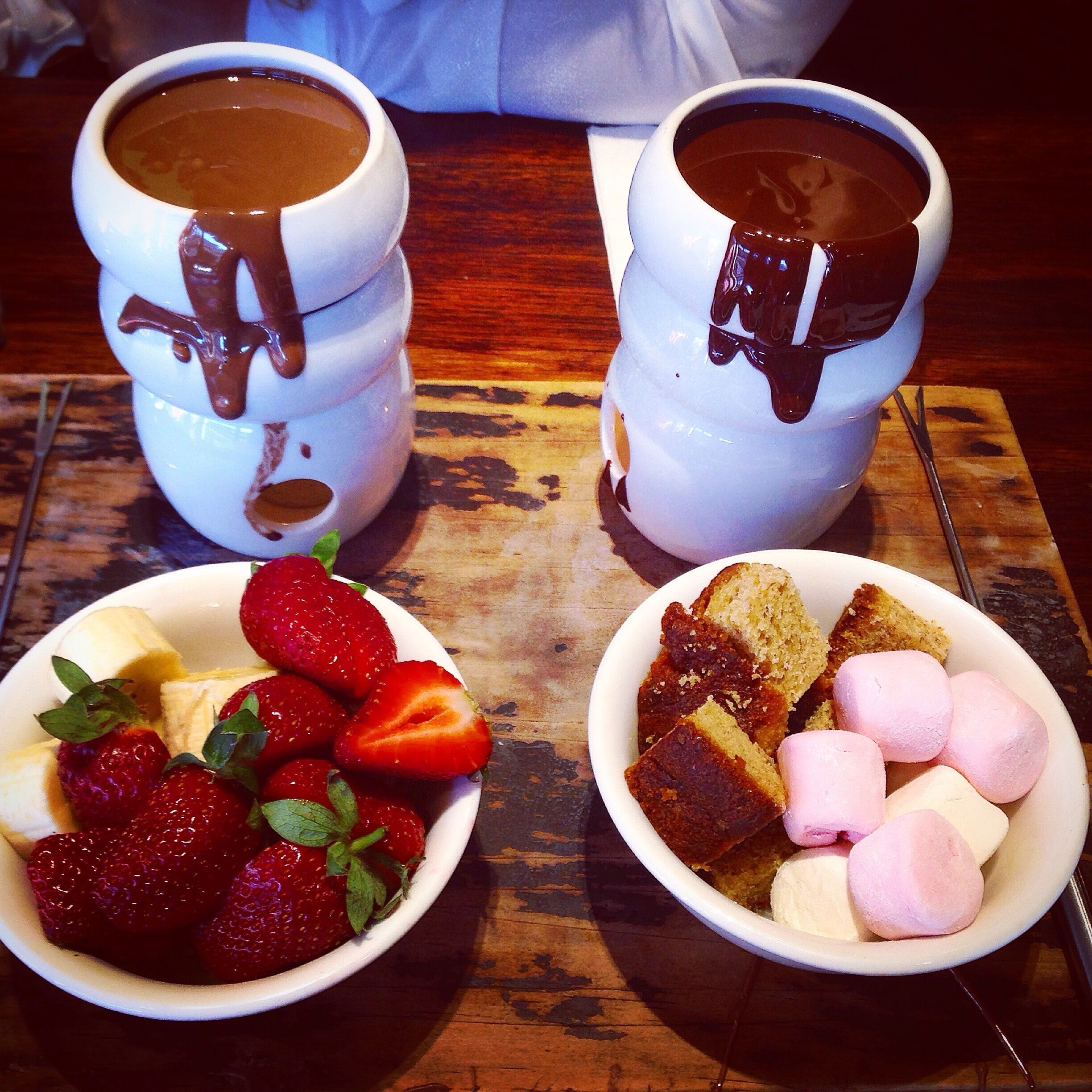 Chocolate Fondue for ✌️is one of the many Chocolate Dishes ordered !!!🍫🍓🍌🍯