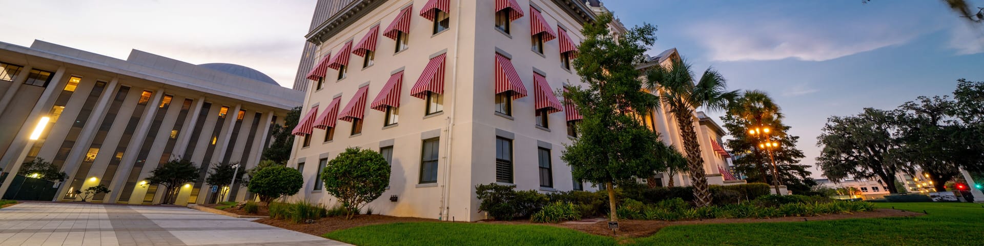 Florida State Capitol Building with trees in frame