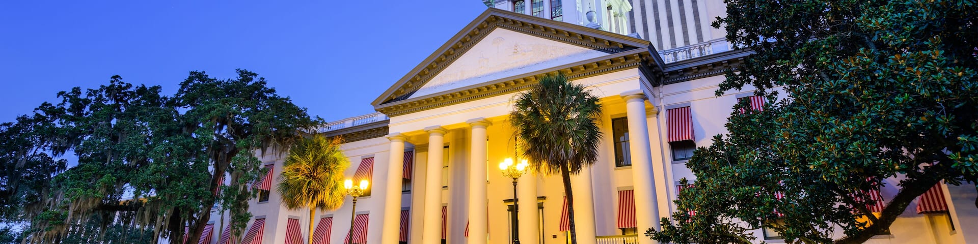 Tallahassee, Florida, USA at the Old and New Capitol Building.