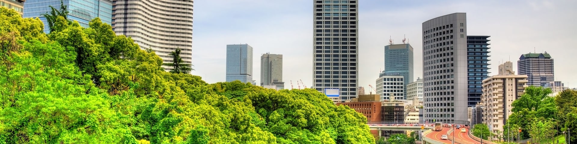 Tokyo cityscape above Benkei-bori moat in Japan; Shutterstock ID 438285202