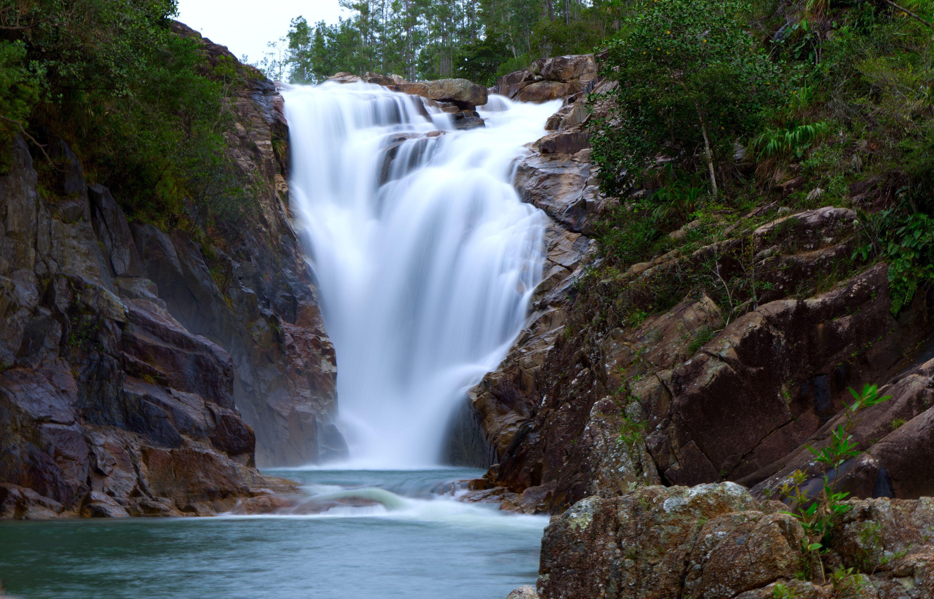 Motion blur of Big Rock Falls in Mountain Pine Ridge Forest Reserve, Belize