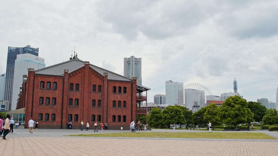 red warehouse in yokohama city