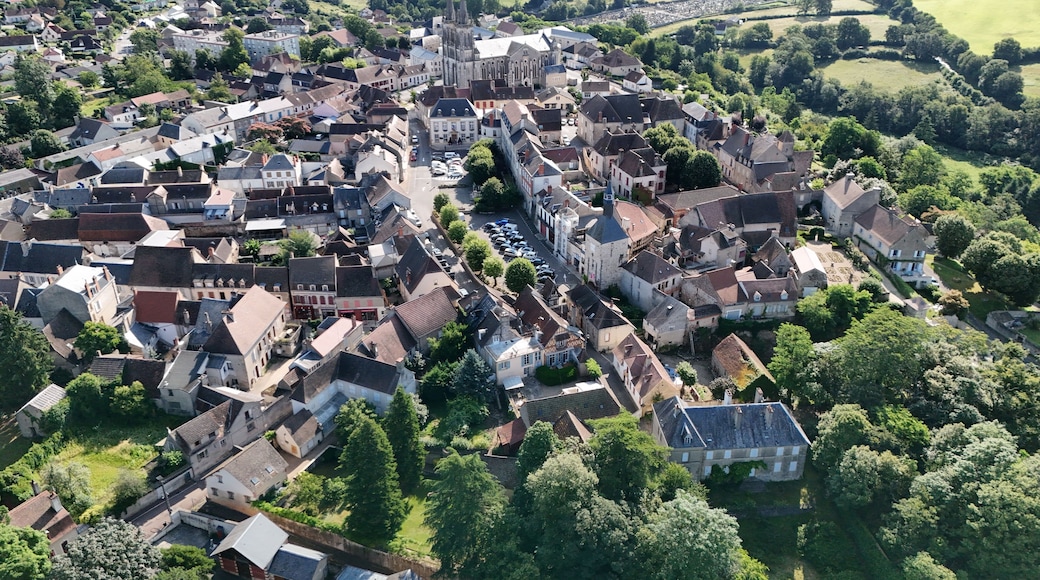 Aerial view of the town of Bourbon-Lancy in Burgundy, France
