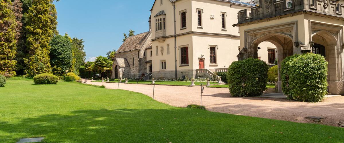 The Secular Park of the Castello dal Pozzo, historic resort on Lake Maggiore, located in the village of Oleggio Castello, Verbania, Italy