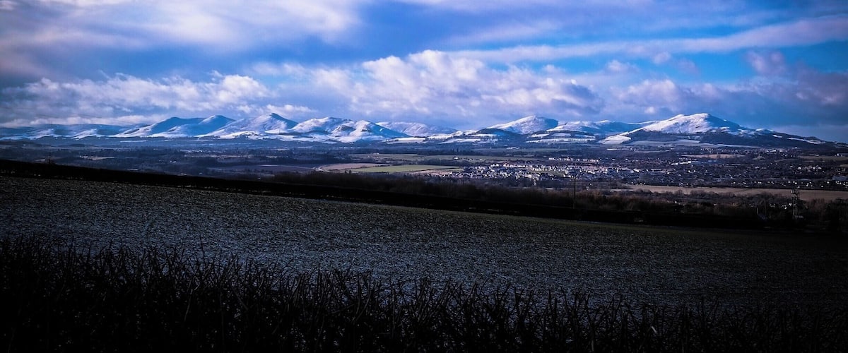 The Pentland Hills just recently with a dusting of snow. Although some access points to these hills are only a few minutes from the Edinburgh bypass it is possible to wander for a full day and feel you are miles from any city activity.