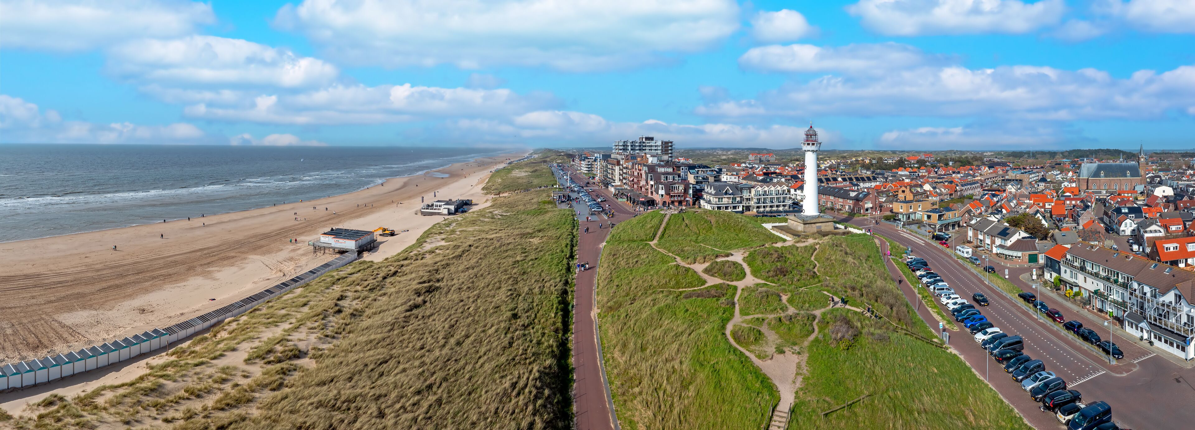 Aerial panorama from Egmond aan Zee in the Netherlands