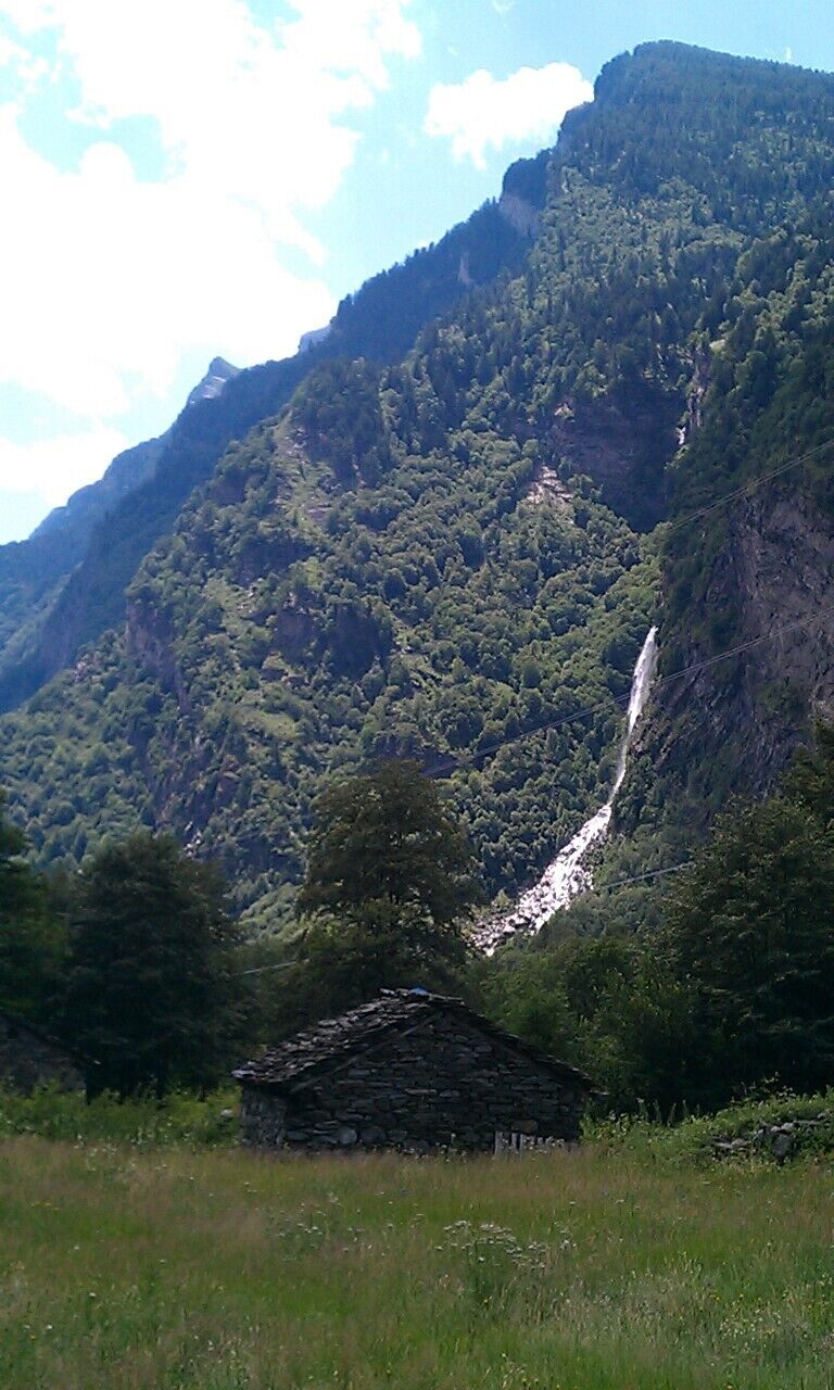 Wild river with huge waterfall