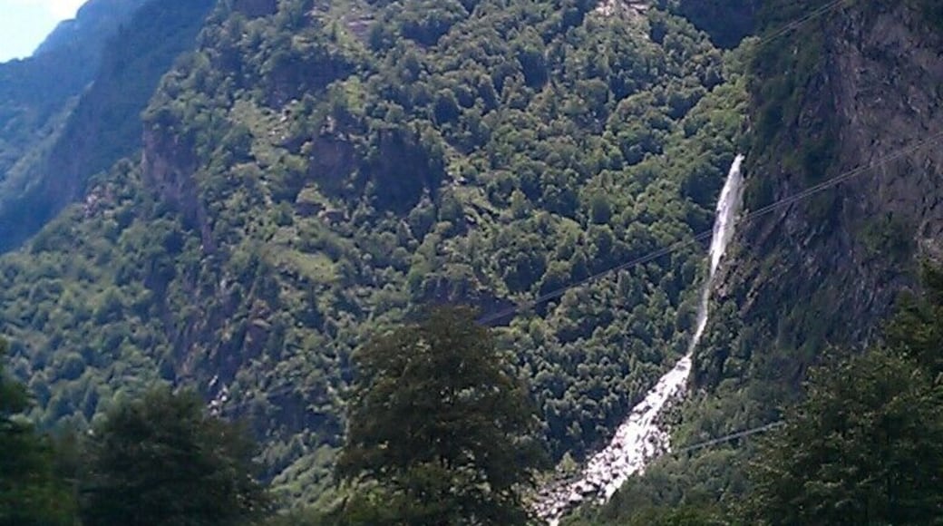 Wild river with huge waterfall