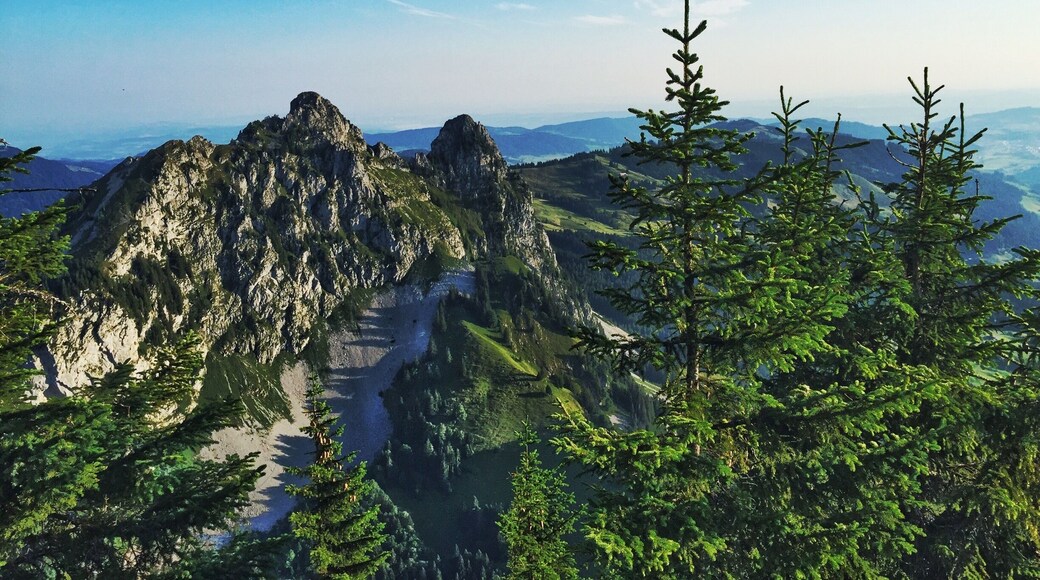 The view of Kleiner Mythen from the top of Grosser Mythen.
