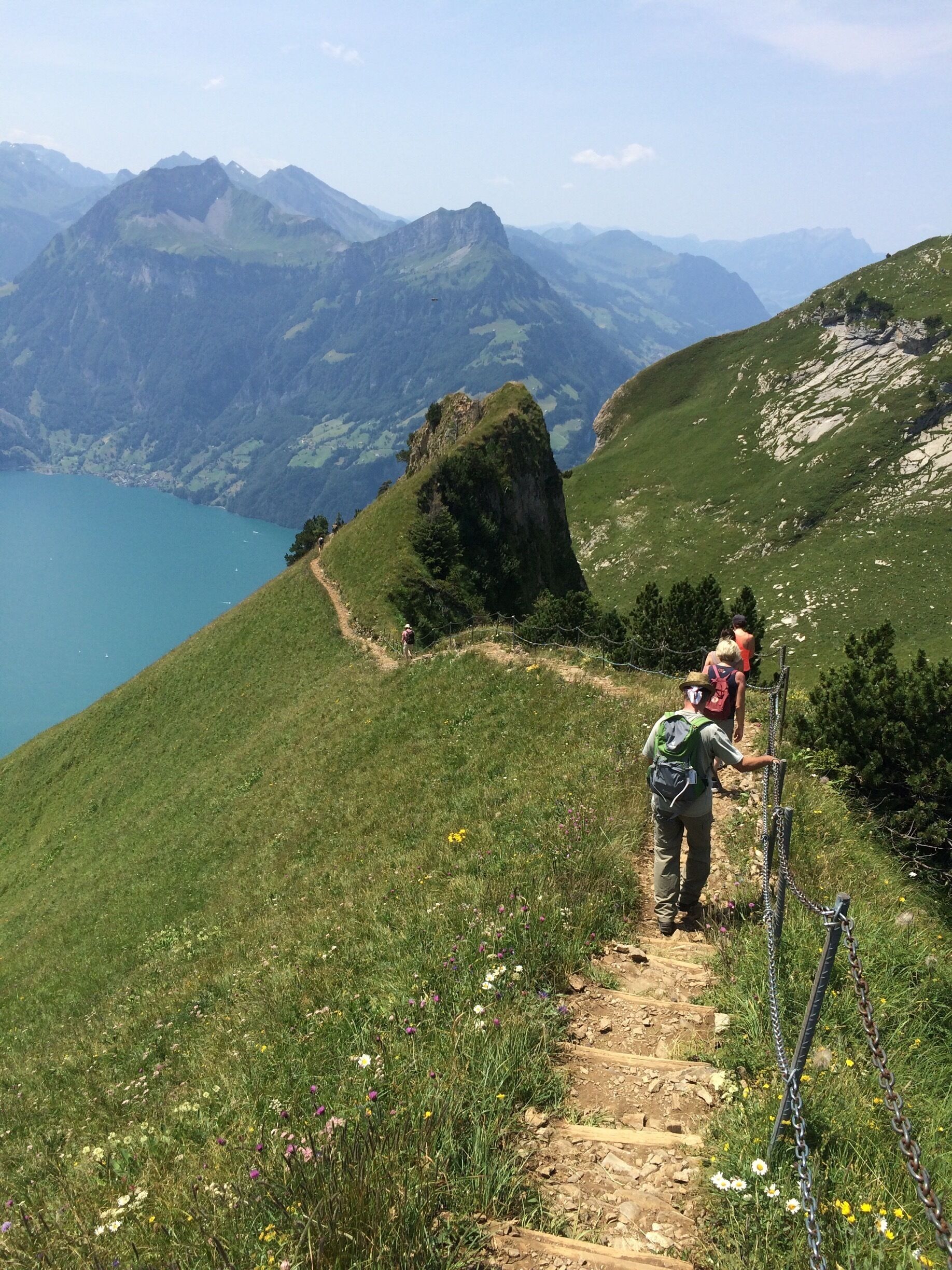 There is a great 5k mountain hike from Klingenstock to Fronalpstock. During the 2 hour hike you have a pretty much uninterrupted 360 degree view of the lakes, valleys, and peaks in the Lake Lucern area in Switzerland.