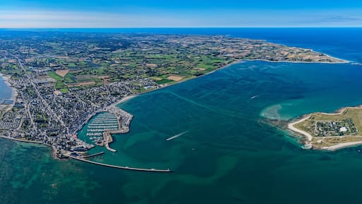 Aerial view of Saint-Vaast-la-Hougue in the Cotentin Peninsula in Normandy France
