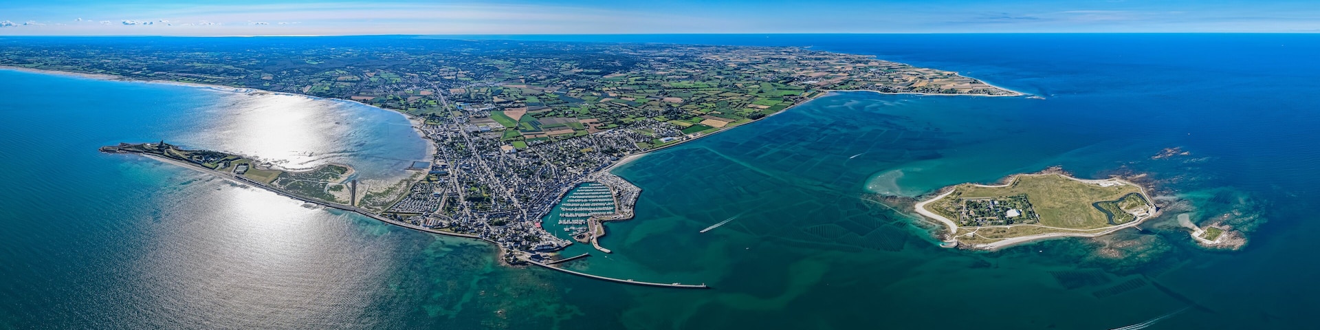 Aerial view of Saint-Vaast-la-Hougue in the Cotentin Peninsula in Normandy France