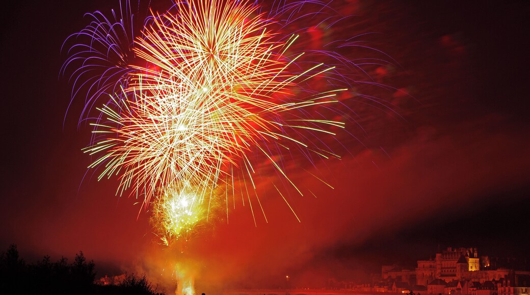 Feu d'artifice du 14 juillet 2013. Fireworks at Amboise (Indre-et-Loire) July 14, 2013.