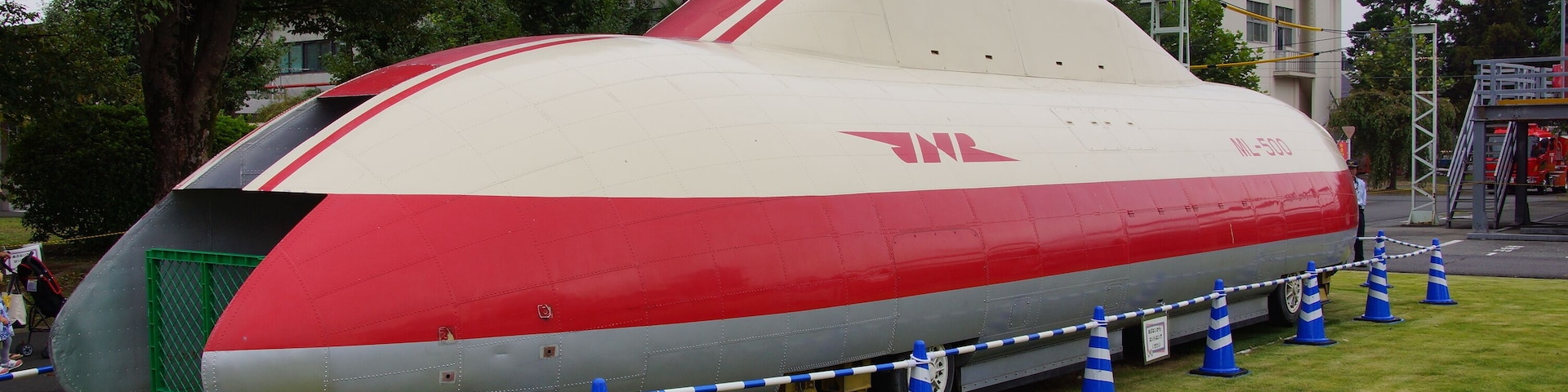 Experimental maglev car ML500 preserved at the RTRI facility in Kokubunji, Tokyo