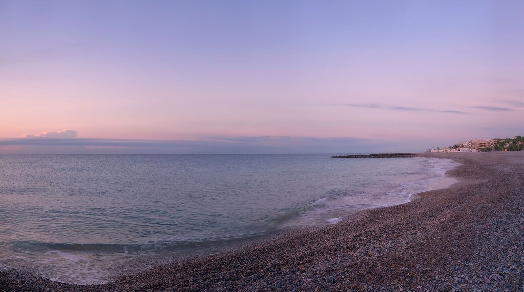 Panoramic view of Moncofar beach, Spain at sunrise
