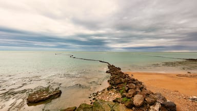 Dramatic landscape of Chipiona beach, in the province of Cadiz, Spain, on a cloudy day