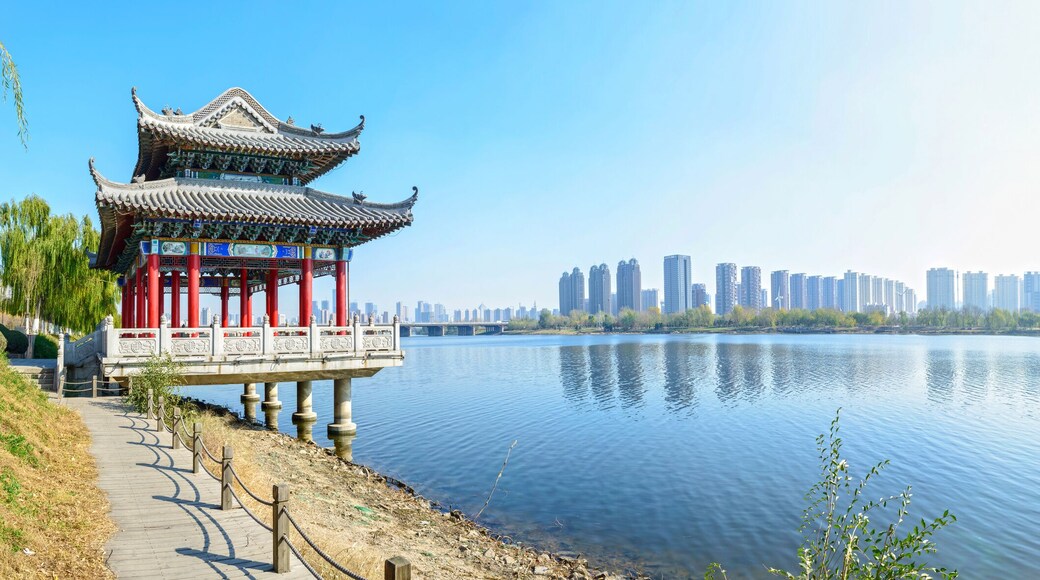 Shenyang City in the morning. Located in Shenshuiwan Park, Shenyang City, Liaoning province, China.