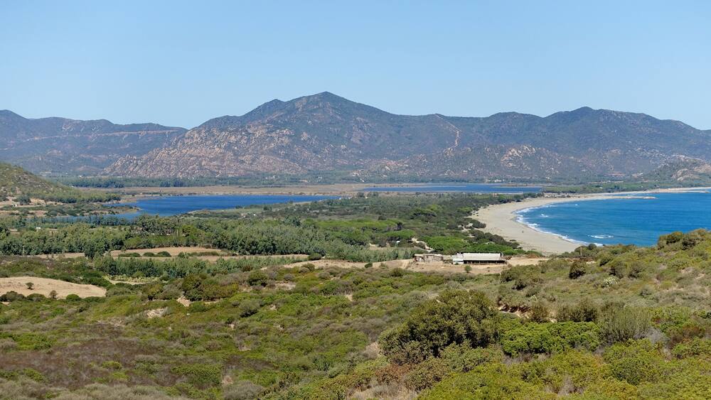 Teich von Feraxi, Gemeinde Muravera, Sardinien, Italien