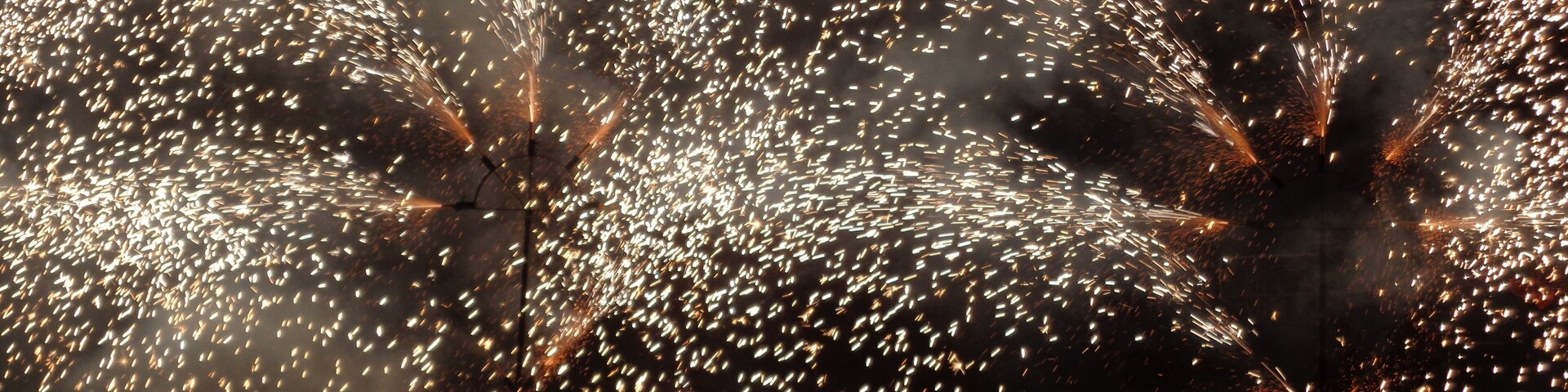 Fireworks exploding in the night sky.