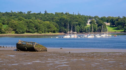 Scenic Coastal View with Old Boat and Sailboats, Lanester-Kerhervy, Brittany