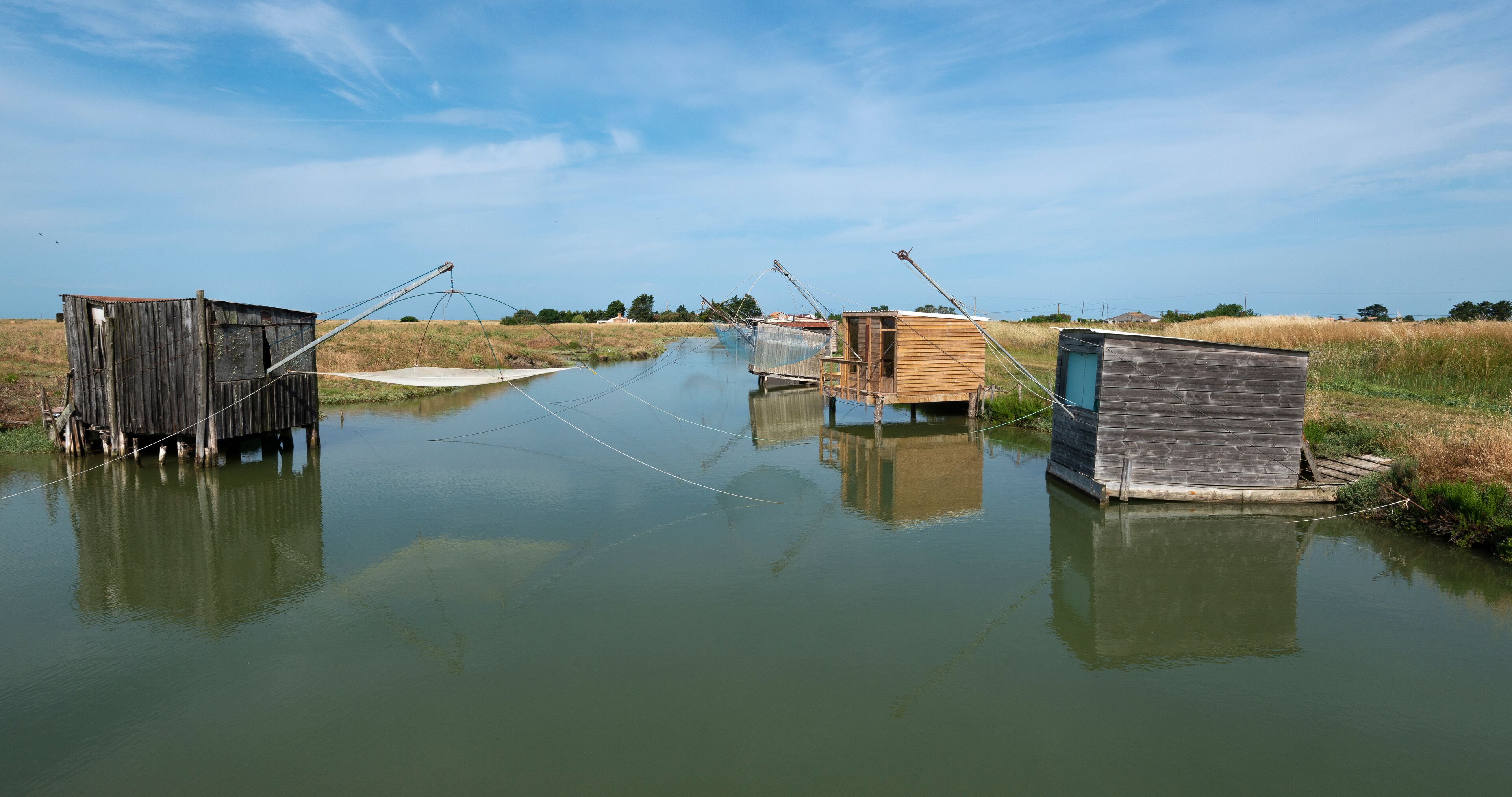 Riviere La Taillée, pêche au carrelet , Marais Breton, Vendée, Pont Neuf, Fontenay le Comte,  85, France