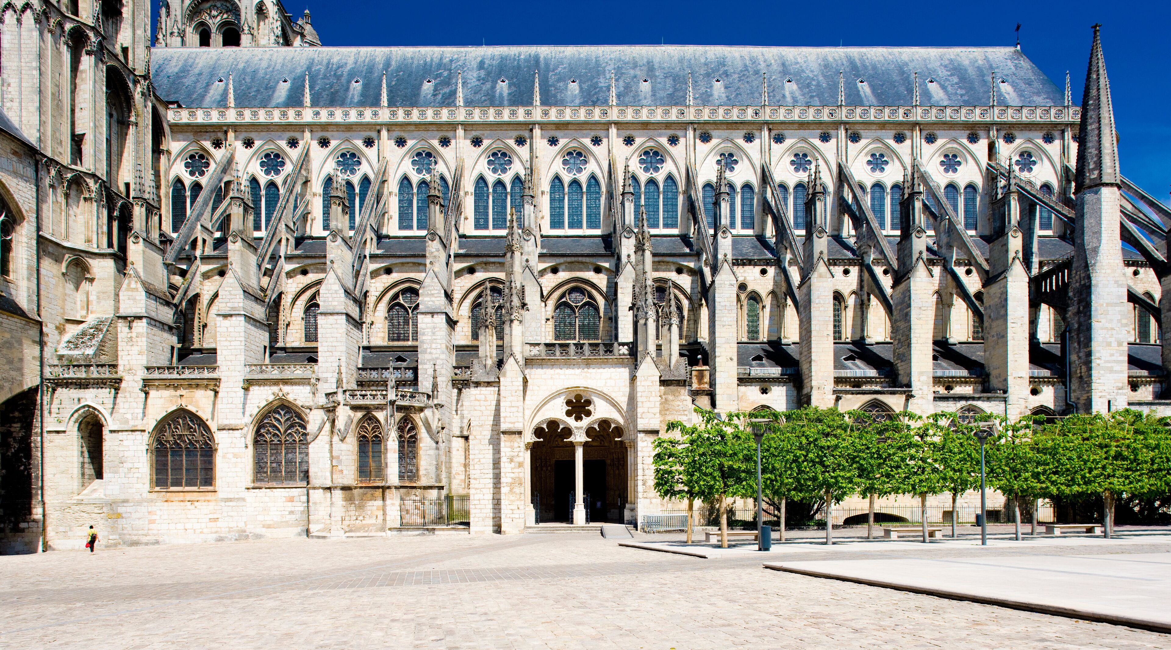 A historic cathedral with intricate Gothic architecture, featuring pointed arches and detailed stonework.