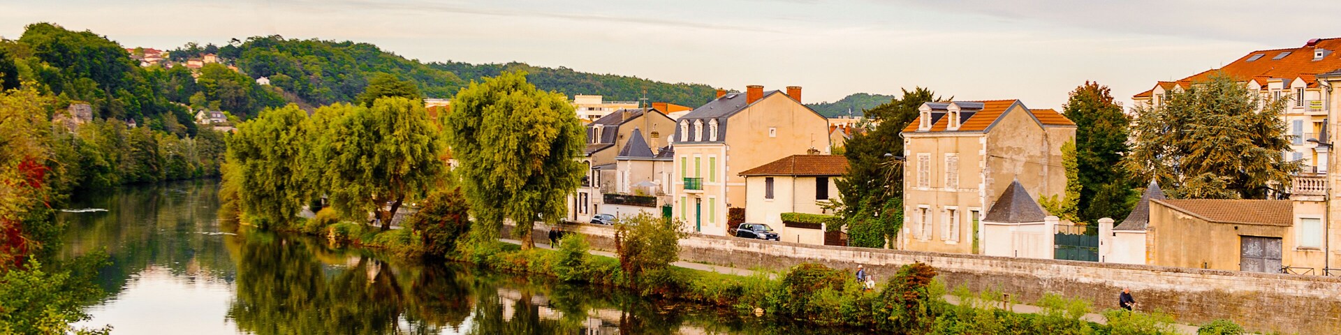 Isle river and town of Perigueux, France.