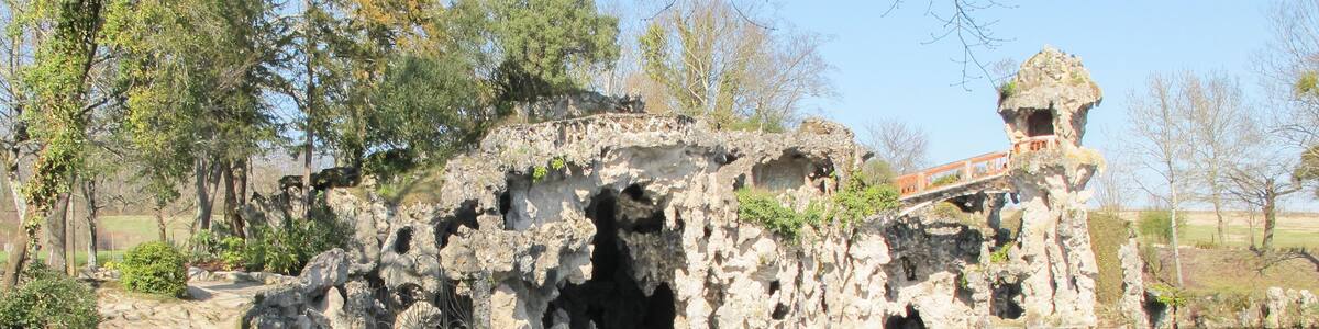 lake of majolan at Blanquefort city with cave in France