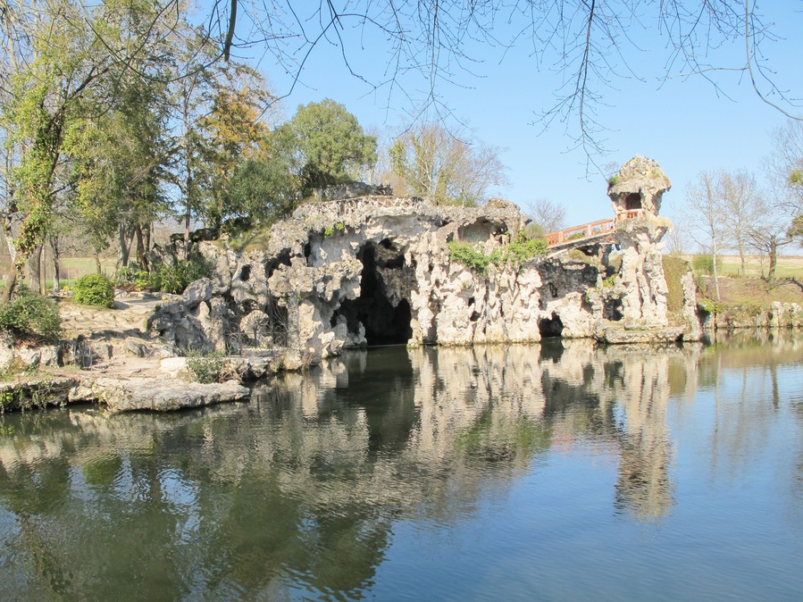 lake of majolan at Blanquefort city with cave in France